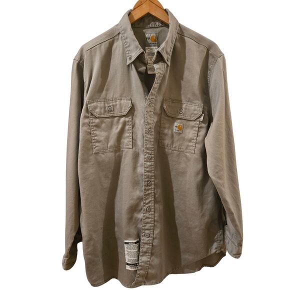 Carhartt FR Fire Resistant Shirt Gray Button Down Long Sleeve Men's XL - Picture 1 of 8